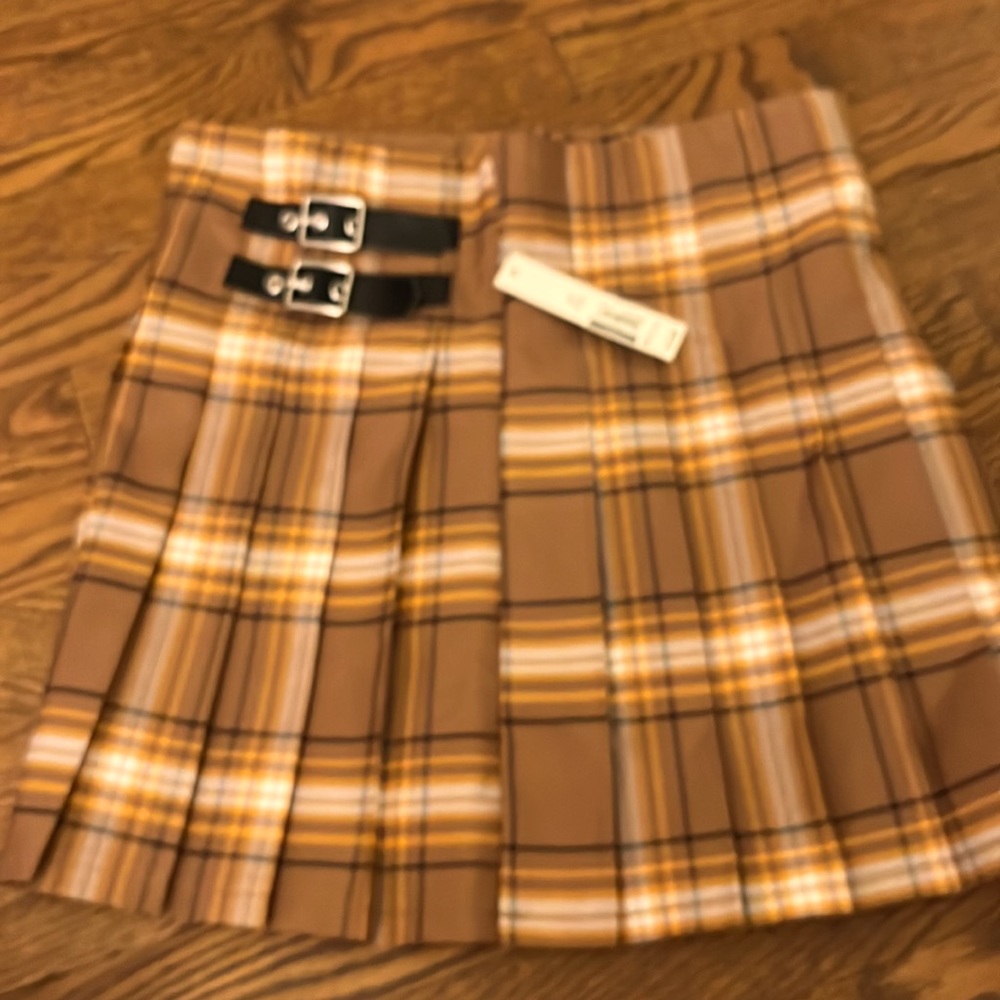 Plaid trendy knee skirt